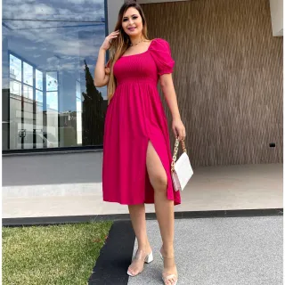 Vestido Midi Estampado Feminino - Compre Online na Raryel - Preto