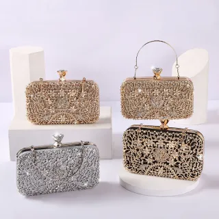 Bolsa de Festa Elegante com Flor - Clutch Diamante Crystal