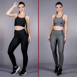 Calça Legging Feminina Lisa Preta Cinza - Frete Grátis - Preta (Lisa)