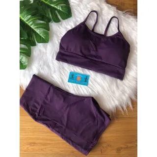 Conjunto para academia em poliamida com top bojo e short - variados