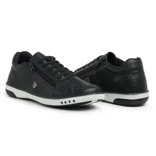 Conforto Casual Anti Stress Sapatenis Masculino de Couro Vegano Ortopédico - Preto