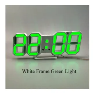 Decoração Quarto Relógio Digital 3D Parede Mesa Branca Recarregável - Azul