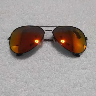 Espelhado Feminino Masculino Preto Lente Vermelha Óculos de Sol Aviador - Prata