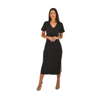 Moda Evangélica: Vestido Midi Malha Gola V 100% Algodão - G