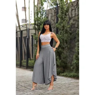 Lançamento: Calça Pantalona Feminina Cintura Alta em Malha Viscolycra - Unico ( veste 38 ao 48)