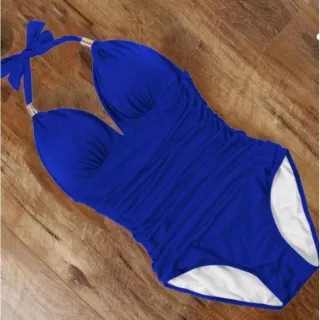 Top franzido com bojo para maiô Plus Size - Azul Bic