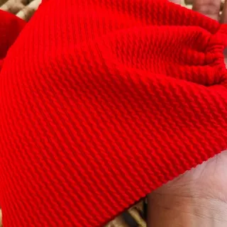 Moda Praia Feminina Biquíni Canelado Asa Delta Um Ombro Só Com Bojo - Vermelho