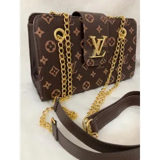 Estampados L.V Bolsa Feminina Transversal - Raryel - PRETA ESTAMPA DOURADA