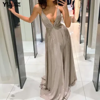 Vestido Frente Única Brilhante Corte Baixo Chão Banquete - Vermelho