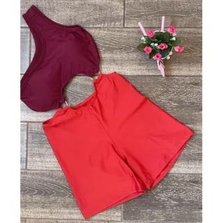 Macaquinho fitness academia curto com bojo alça única argola - Estampa 05