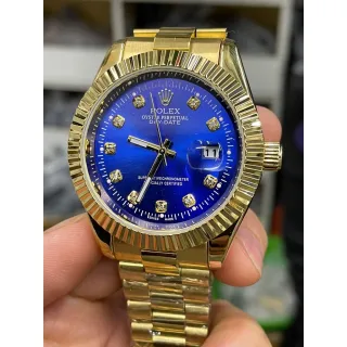 Relógio Rolex Luxo Masculino Dourado com Fundo Preto - Dourado