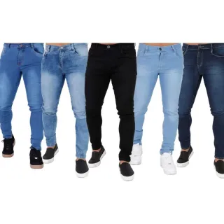Qualidade Premium Calça Jeans Masculina Skinny Original Elastano - Escura Jeans
