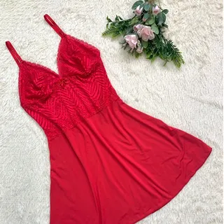 Pijama Sensual de Renda Sem Bojo - Camisola Linha Noite - Vermelho