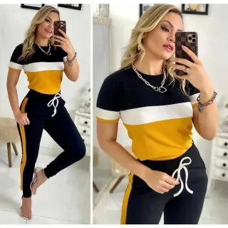 Tendência conjunto feminino calça e blusa baby look (36 ao 48) - Princesa Tiffany