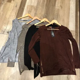 Blusa de frio feminina manga longa com zíper - Preto