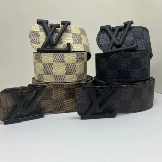 Liso Importado Unissex Xadrez Couro Social Cinto - Dourado - Marrom