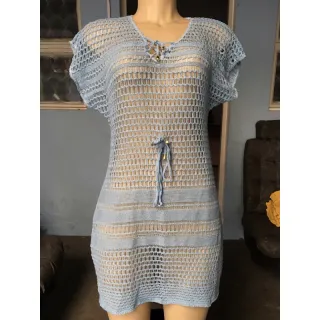 Canga feminina curta tricot moda verão saída de praia - Preto