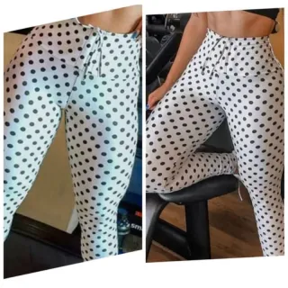 Moda Feminina: Leg Estampado de Corda Poá para Academia - Azul