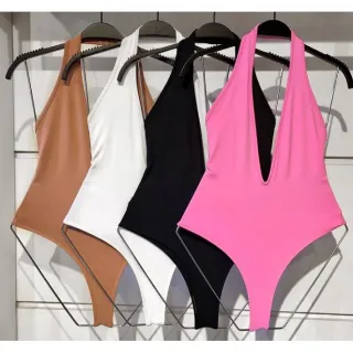 Body U Cavado Decotado Feminino com Bojo - Ref Body U - Vermelho