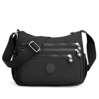 Causal Nylon Multicamadas Bolsa Feminina Ombro Mensageiro - Preto 01