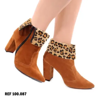 Bota 9cm cano médio onça - Vermelho