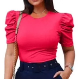 Blusinha Feminina Manga Curta Canelada Princesa - Kit com 5 Blusas - Único