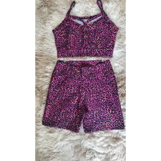 Conjunto Fitness Premium Top Feminino Estampado Ou Liso + Short para Academia - Estampa 01