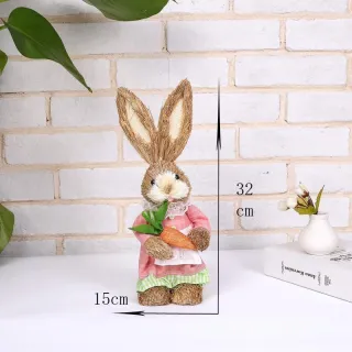 Páscoa - Ornamento Criativo de Palha Coelho para Decoração de Casa e Brinquedo - MODEL.49