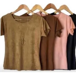 15 cores de blusinha feminina em suede, todos os tamanhos - Verde Militar