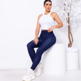 Legging Jeans Feminina Cos Alto Skinny com lycra - CINZA COR