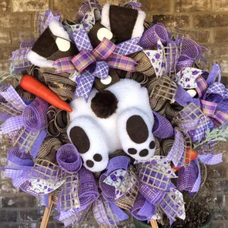 Decoração de Parede Floral com Cabide de Coelho para Páscoa - 5