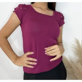 Evangélica Feminina Blusa Básica com Detalhes nas Mangas - Cinza