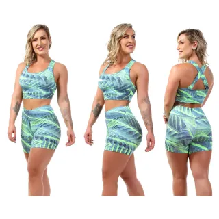 Conjunto Fitness Suplex Feminino Cropped e Short Ginástica A11 - A11 - Azul Marinho