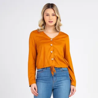 Fashion H.eleny Blusa Feminina Manga Longa M041 - Preto