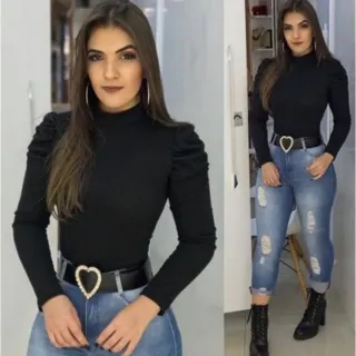Blusa gola alta manga longa Princesa bufante - Verde