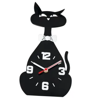 Preto Gato Relógio de Parede - Único