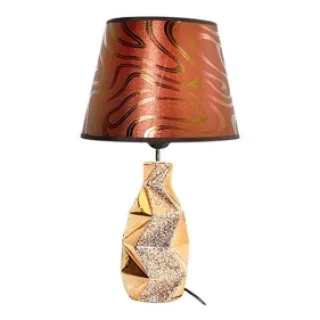 Luxo Dourado Brilhante Porcelana Abajur Mesa - Único