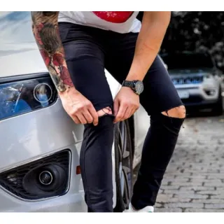 Calça skinny masculina branca rasgada - jeans - BRANCA 46