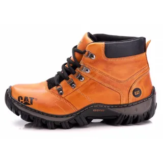 Adventure Masculina Bota Caterpillar em Couro com Palmilha Gel Macia - Milho