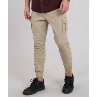 Calça Larga Parachute Caqui Unissex - Raryel - Calça Larga Cinza Cargo