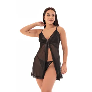 Camisola Noiva Lua de Mel Aberta Fenda Tule Renda IMI Lingerie - Vermelho