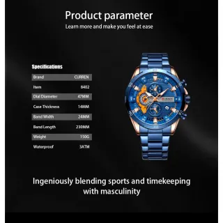 Relógio CURREN Masculino Original Top Luxo Moda Esportiva - Preto verde + caixa