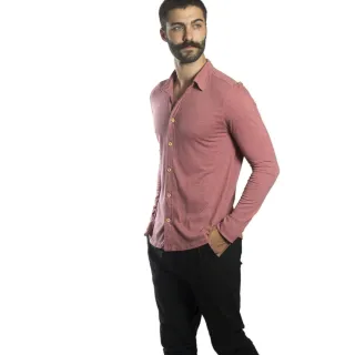 Camisa Slim Manga Longa Masculina Feita de Malha Sustentável - Bordô
