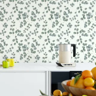 Cozinha Lavável Autocolante Verde Ornamental - Papel de Parede Adesivo 3m - Único