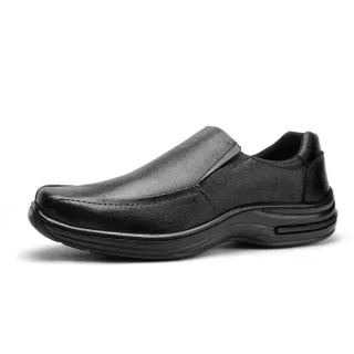 Conforto e Estilo: Sapato Masculino Social Ortopédico de Couro + Carteira - PRETO222
