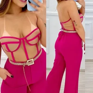 Top Croped Renda Corselet Tendência - Branco