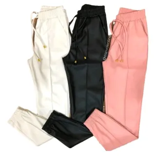 Promoção Calça Jogger Feminina Courino Blogueira - Inverno - Branco