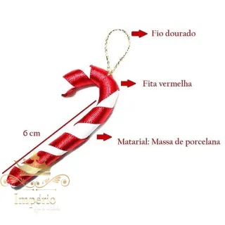 Enfeites de Natal Kit 6 Bengala Doce Listrada Pendente de Árvore - Único
