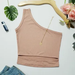 Alça Única Cropped Manga Nula - Várias Cores - Preto