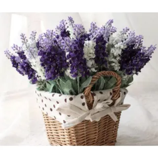Decoração com 5 galhos de buquê de lavanda - Lilás